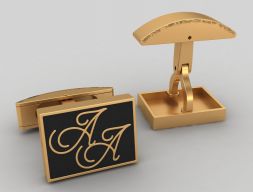 Запонки с золотой эмалью Double A Letter 3D модель
