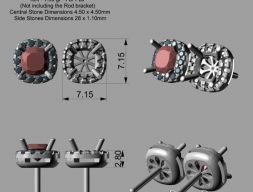 Серьги Cushion Cut 3D Модель 3D модель