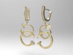 Nail shaped earrings with small diamonds 3D print model