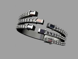 Кольцо с бриллиантом Baquette 3D модель