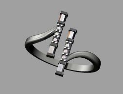 Кольцо с бриллиантом Baquette 3D модель