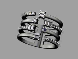 Кольцо с бриллиантом Baquette 3D модель