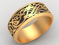 Эмаль Абстрактное Орнамент Свадебное Золотое Кольцо 3D модель