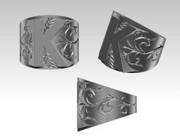 Кольцо с логотипом буквы K alpabet 3D модель