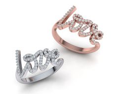 Любовное кольцо с бриллиантами модель 3D модель