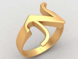 N Letter Fashion Gold Ring 3D модель