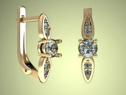 серьги золотые 3D модель