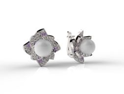 Серьги Жемчужные цветы 3D модель