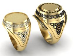 Круглое мужское кольцо Celtic Signet 3D модель