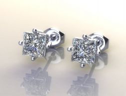 Серьги с бриллиантами принцесса 3D модель