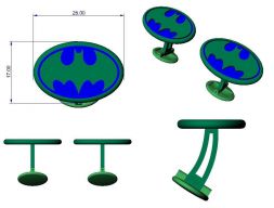CUFFLINK-4 - Логотип Бэтмена - Эмалированная запонка 3D модель
