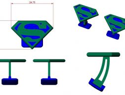 CUFFLINK-3 - Логотип Супермена - Эмалированная запонка 3D модель