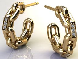 Серьга-цепочка с бриллиантами размер 15 мм 3D модель