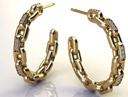 Серьга-цепочка с бриллиантами размер 25 мм 3D модель