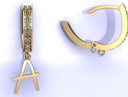 Серьги-кольца с бриллиантами и буквами 3D модель