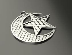 Модель 72 Звезда и Полумесяц Ожерелье Рельефная Текстура 3D модель