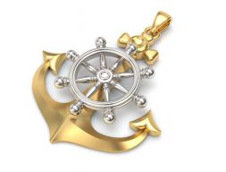 Золотая подвеска Anchor 3D модель