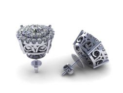 Hallow Earring Round Diamond 3D модель