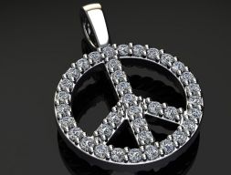 Кулон &quot;Знак мира&quot; с бриллиантами 3D модель