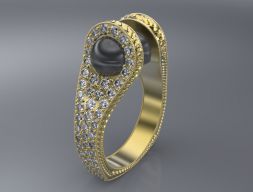 Кольцо с 2 жемчужинами 3D модель