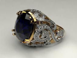 Кольцо с крупным камнем 3D модель