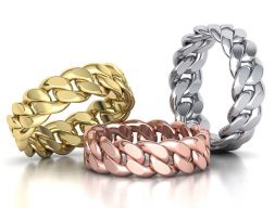 Кольцо с кубинской цепочкой Штабелируемое кольцо шириной 7 мм 3D модель