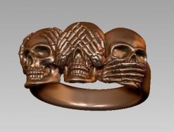кольцо с черепом - 3 концепции черепа, духовная модель для 3D-печати