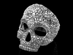 Серебряное кольцо с черепами 3D модель