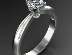 Помолвочное кольцо с бриллиантом Solitaire с головкой с 6 зубцами 3D-модель