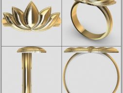 Кольцо с цветком лотоса Flor de loto anillo 3D модель