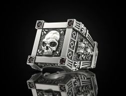 Кольцо с черепом вампира, много размеров, модель для 3D-печати