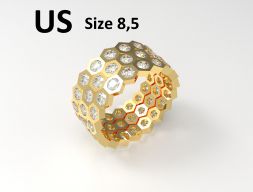 Модель 121 Honeycomb Pave Diamond Ring Размер США 3D модель