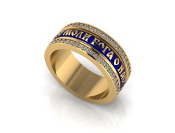 Молись русское кольцо с бриллиантами 3D модель