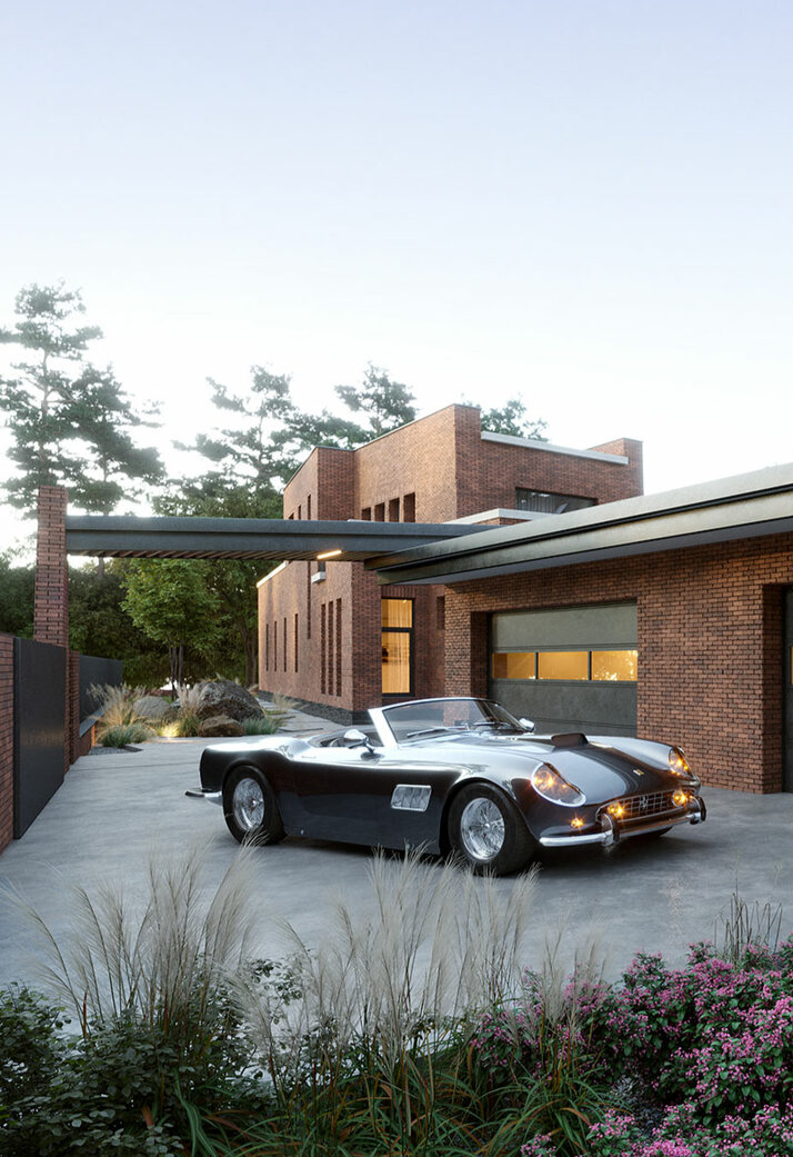 Covered drive and garage wing
