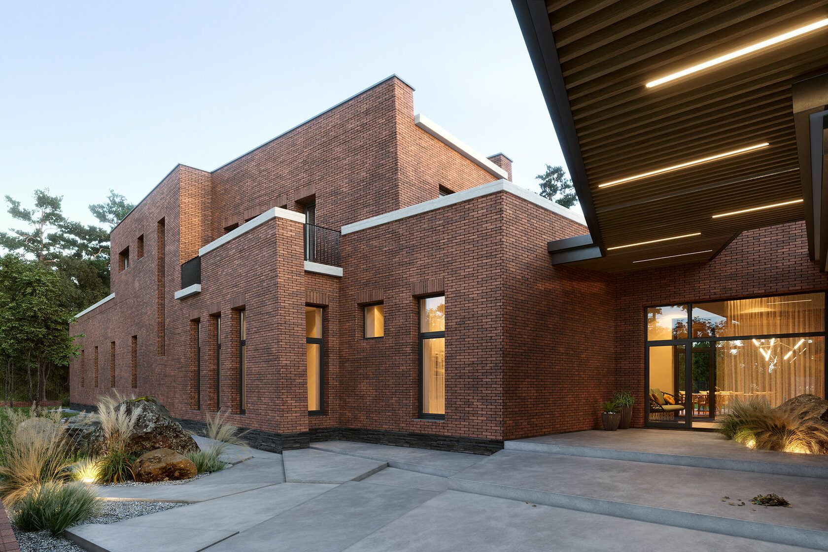 Side facade and covered terrace