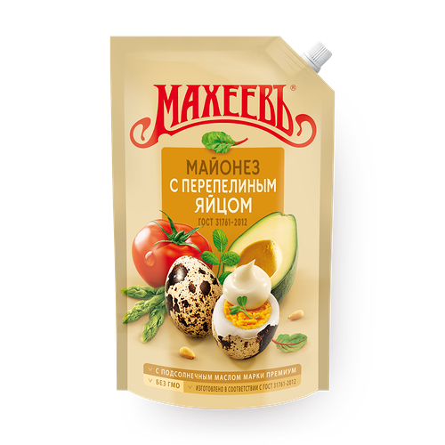 Майонез 50.5% Перепелиные яйца д/п 770гр./10шт/кор. МАХЕЕВ