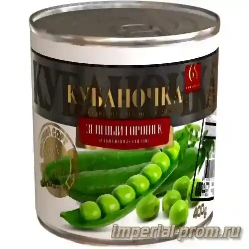 Горошек зел мозг с ж\б 400гр Кубаночка