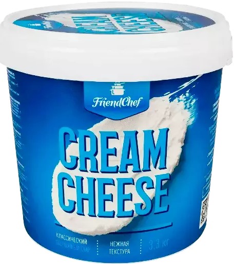 Крем Чиз Профессионал 3,3кг 65% жира ведро (FriendChef CREAM CHEESE Сыр творожный сливочный (3,3 кг)