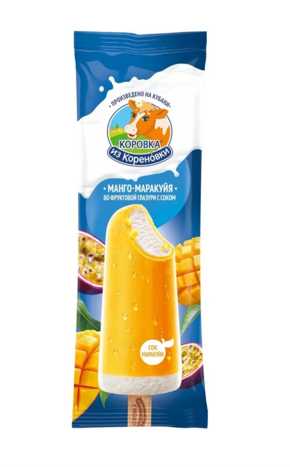 Мороженое Коровка из Кореновки манго-маракуйя эскимо 15% 70г
