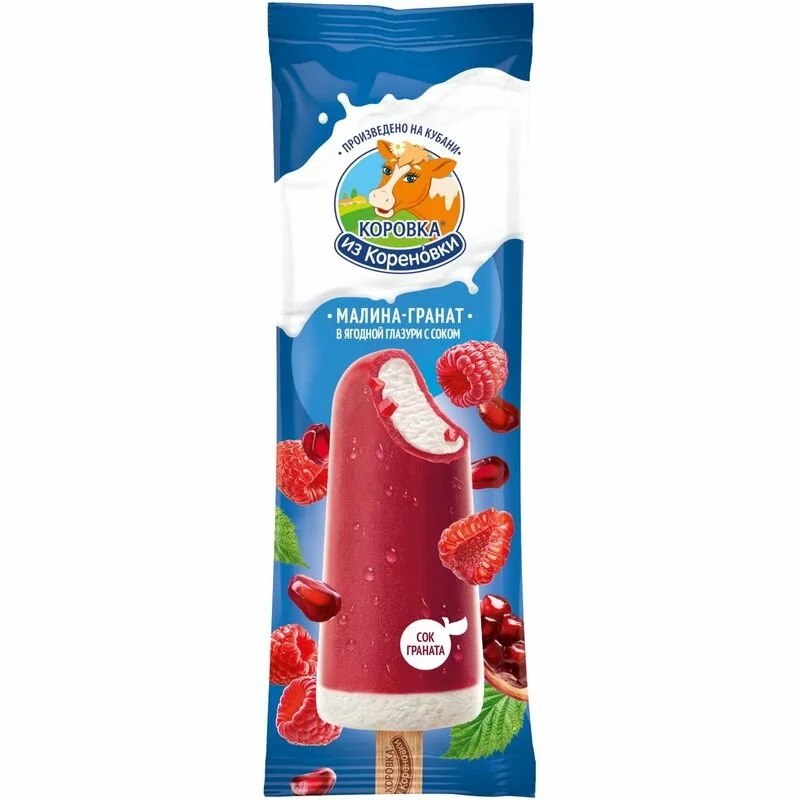 Мороженое Коровка из Кореновки малина-гранат эскимо 15% 70г