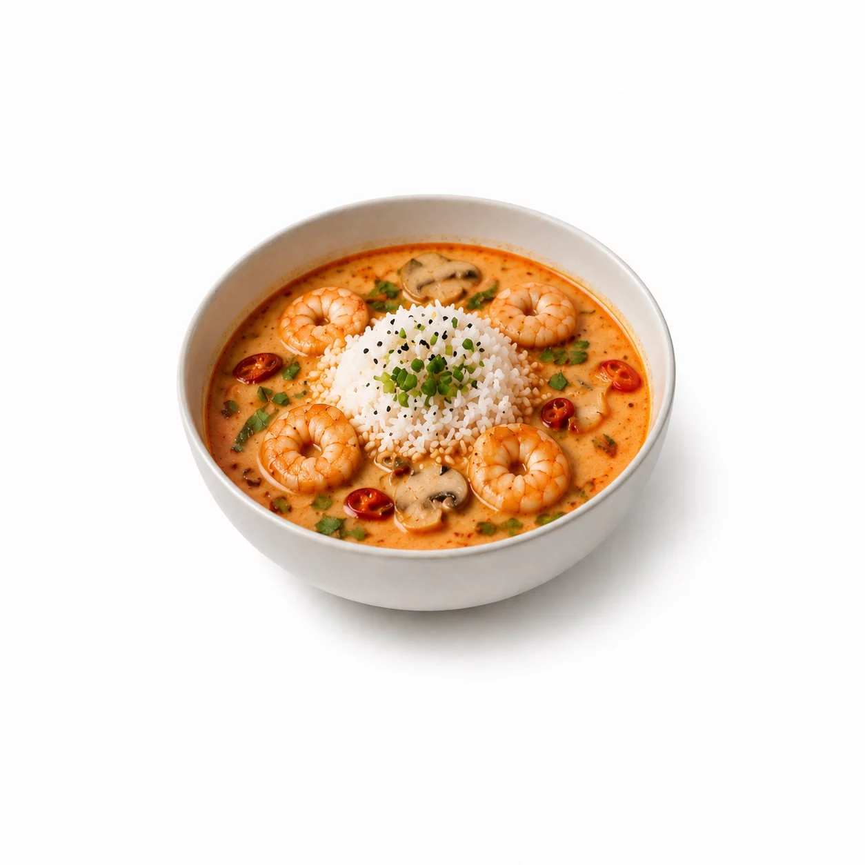 Том Ям с креветками и рисом