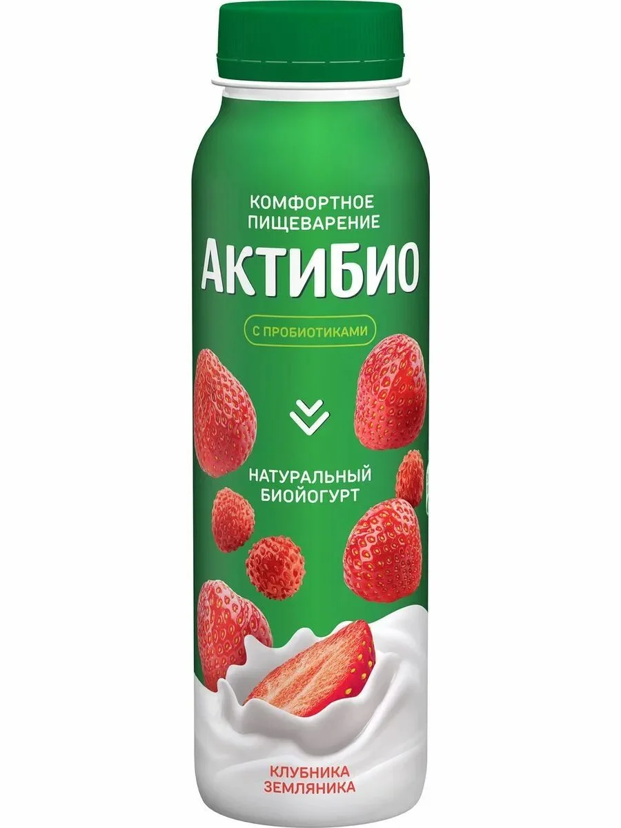 Йогурт пит. Актибио Клубника 260г