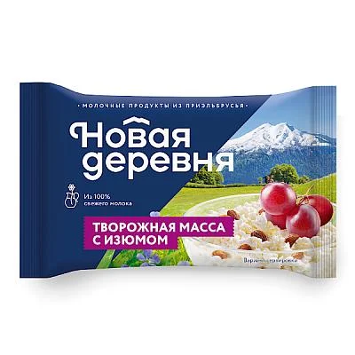 Творожная масса Нов деревня 4% 180г Изюм