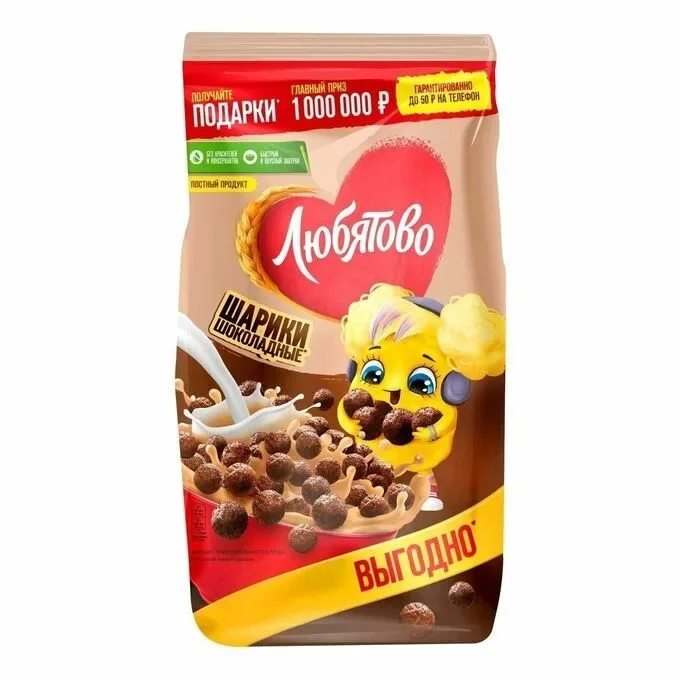 Готовый завтрак Любятово Шарики шок.500г