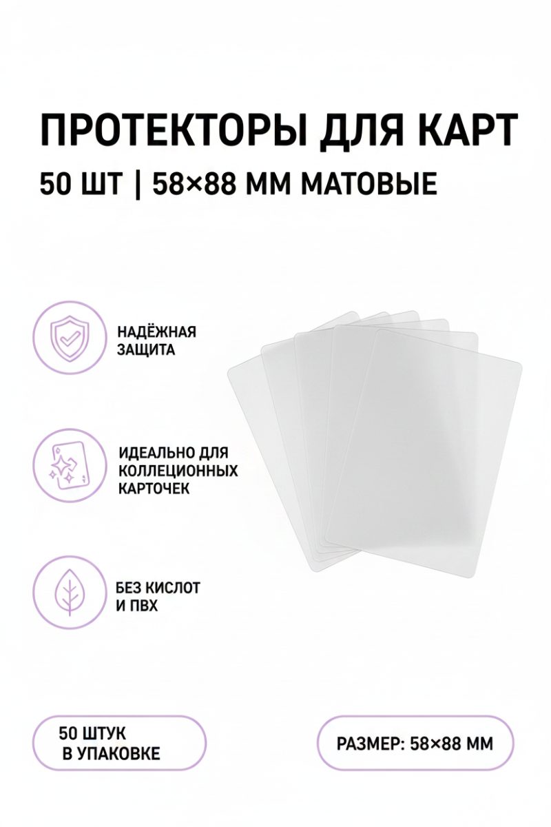 Протекторы для карт 50 шт | 58х88 матовые (MY588861)