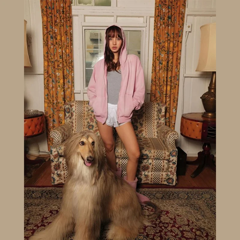 LISA BLACKPINK LLOUD Худи на молнии (розовое) | Официальный K-pop мерч | до солд-аута (M/A/BP/LL-ZIP-PK)
