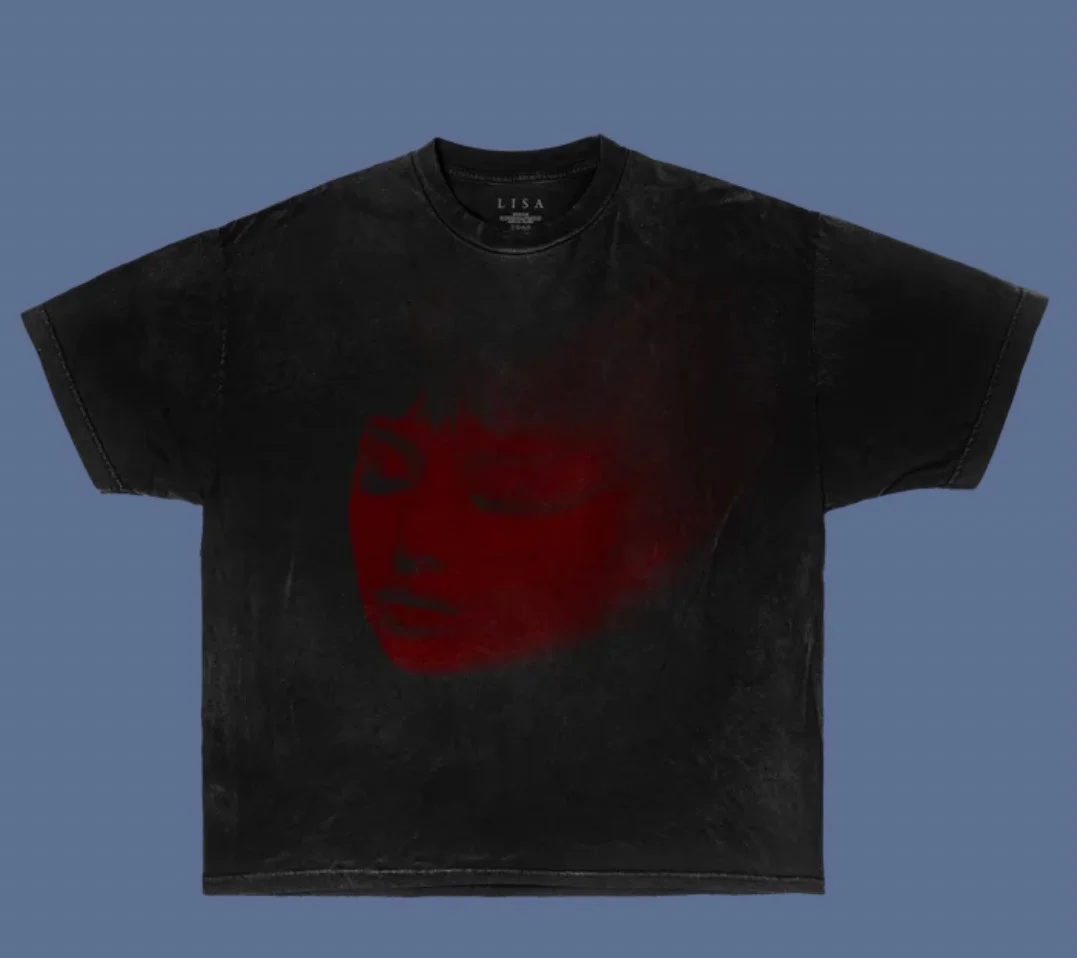 LISA BLACKPINK PRESS PLAY Футболка Distressed Washed (чёрная) | Официальный K-pop мерч | до солд-аута (M/A/BP/PP-WASHED-TEE)