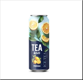   TEA GO   зеленый чай с лимоном  0,45 л., ж/б