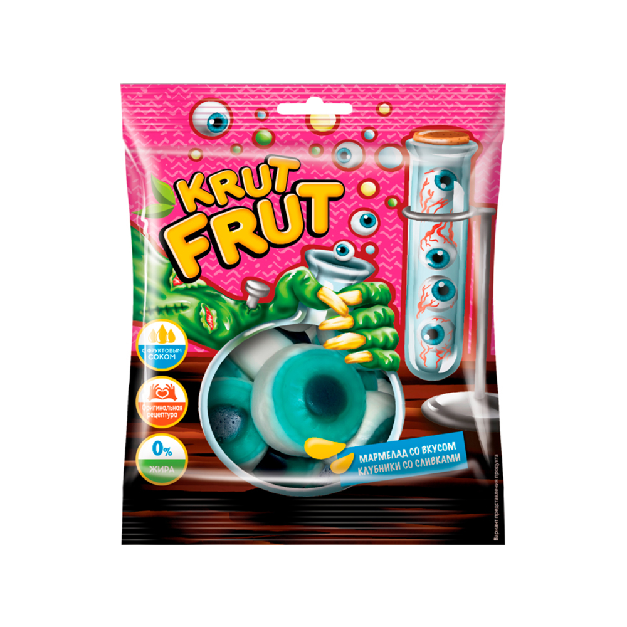 Мармелад жевательный KrutFrut глаз со вкусом клубники со сливками, 70 г