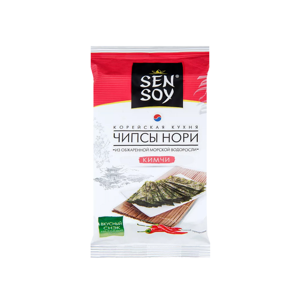 Чипсы Sen Soy Нори из сушеных морских водорослей Kimchi